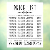 Decoratieve Zakelijke Prijslijst en Informatie Raamsticker (Vel 3)