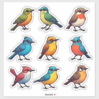 Decoratieve zangvogel sticker set voor natuur lief