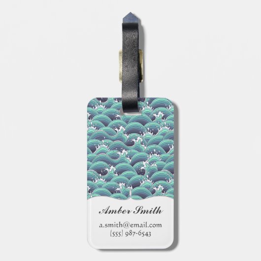 Decoratieve Zee Wave Background Bagagelabel (Achterkant verticaal)