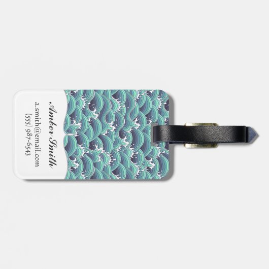 Decoratieve Zee Wave Background Bagagelabel (Achterkant horizontaal)