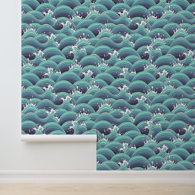 Decoratieve Zee Wave Background Behang (Applicatie)