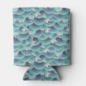 Decoratieve Zee Wave Background Blikjeskoeler (Achterkant)