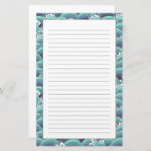 Decoratieve Zee Wave Background Briefpapier (Voorkant / Achterkant)