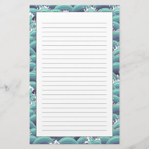 Decoratieve Zee Wave Background Briefpapier