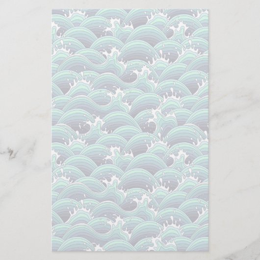 Decoratieve Zee Wave Background Briefpapier (Voorkant)