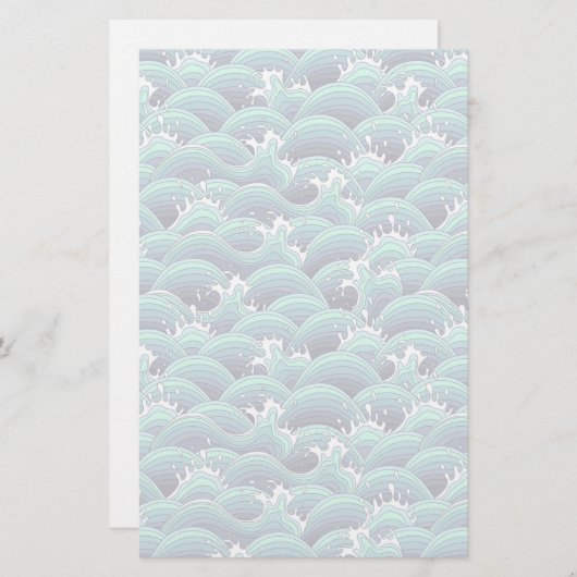 Decoratieve Zee Wave Background Briefpapier (Voorkant / Achterkant)
