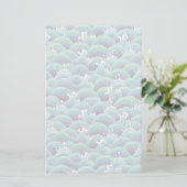 Decoratieve Zee Wave Background Briefpapier (Staand voorkant)