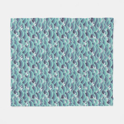 Decoratieve Zee Wave Background Fleece Deken (Voorkant (Horizontaal))