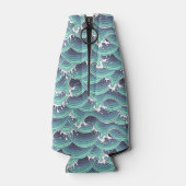 Decoratieve Zee Wave Background Flesjeskoeler (Achterkant)