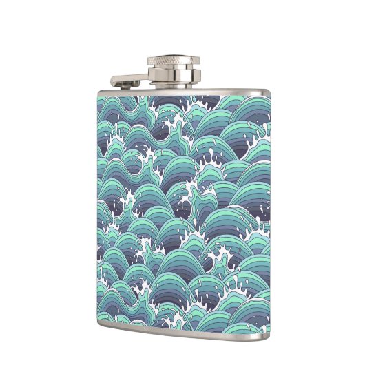 Decoratieve Zee Wave Background Heupfles (Links)