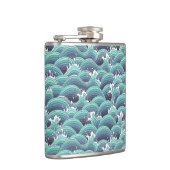 Decoratieve Zee Wave Background Heupfles (Rechts)