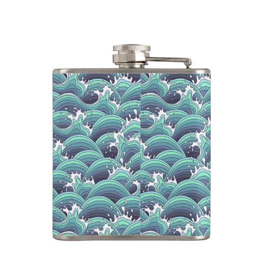 Decoratieve Zee Wave Background Heupfles (Achterkant)