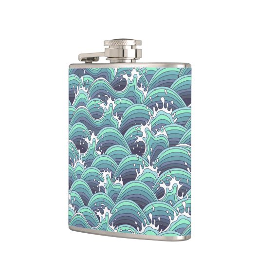 Decoratieve Zee Wave Background Heupfles (Links)