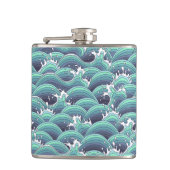 Decoratieve Zee Wave Background Heupfles (Voorkant)