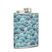 Decoratieve Zee Wave Background Heupfles (Rechts)