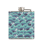 Decoratieve Zee Wave Background Heupfles (Achterkant)