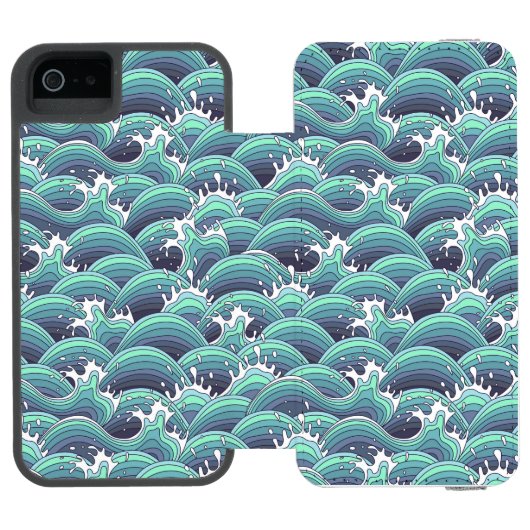 Decoratieve Zee Wave Background Incipio iPhone Portemonnee Hoesje (Agenda Open)