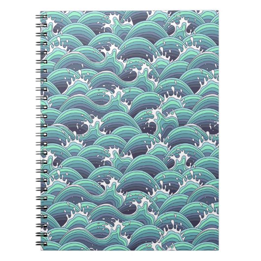 Decoratieve Zee Wave Background Notitieboek (Voorkant)