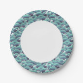 Decoratieve Zee Wave Background Papieren Bordje (Voorkant)