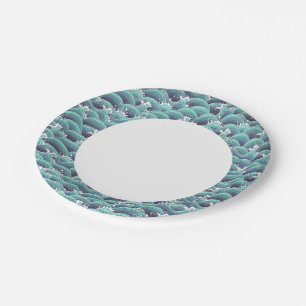 Decoratieve Zee Wave Background Papieren Bordje