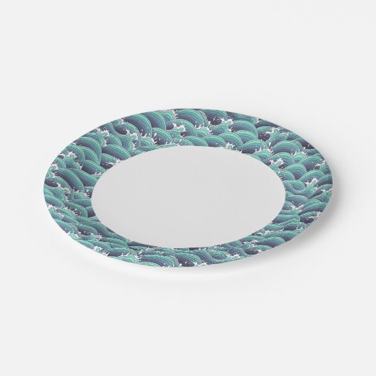 Decoratieve Zee Wave Background Papieren Bordje (Gekanteld)