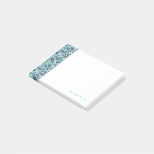 Decoratieve Zee Wave Background Post-it® Notes (Schuin)