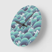 Decoratieve Zee Wave Background Ronde Klok (Hoek)