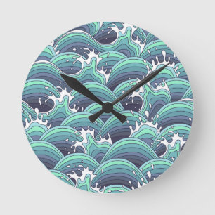 Decoratieve Zee Wave Background Ronde Klok