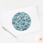 Decoratieve Zee Wave Background Ronde Sticker (Envelop)