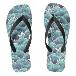 Decoratieve Zee Wave Background Teenslippers