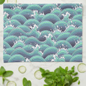 Decoratieve Zee Wave Background Theedoek (Gevouwen)