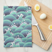 Decoratieve Zee Wave Background Theedoek (Quarter Fold)