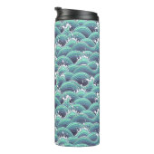 Decoratieve Zee Wave Background Thermosbeker (Geroteerd rechts)