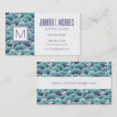 Decoratieve Zee Wave Background Visitekaartje (Voorkant / Achterkant)