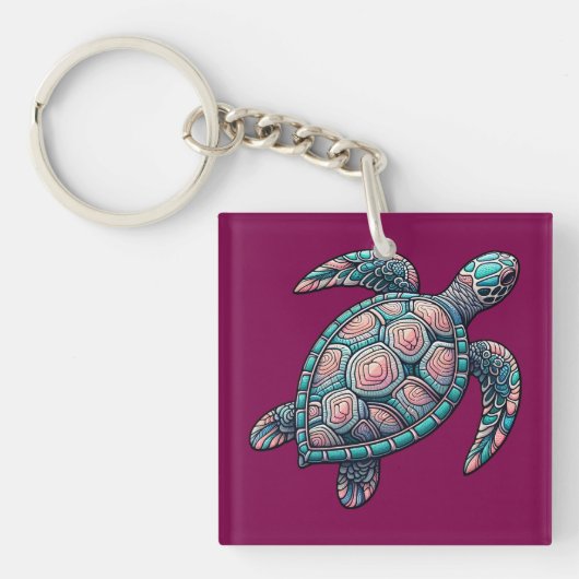 decoratieve Zeeen schildpad Sleutelhanger (voorkant)