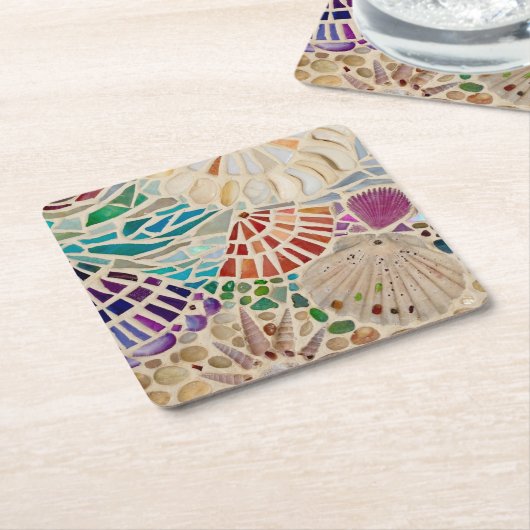 Decoratieve zeeschelpen kartonnen onderzetters (Schuin)