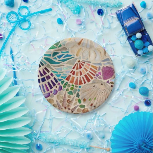 Decoratieve zeeschelpen papieren bordje (Feest)