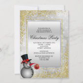 Decoratieve Zilveren Sneeuwman & Gouden Glitter Ke Kaart (Voorkant)