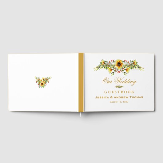 Decoratieve Zomer Bloemen Bruiloft Gastenboek (Volledig)