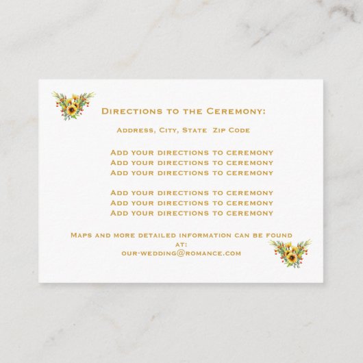 Decoratieve Zomer Bloemen Bruiloft Informatiekaartje (Achterkant)