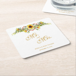 Decoratieve Zomer Bloemen Bruiloft Kartonnen Onderzetters