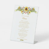 Decoratieve Zomer Bloemen Bruiloft Menu Reclamebord Met Voetstuk (Voorkant)