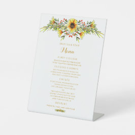 Decoratieve Zomer Bloemen Bruiloft Menu Reclamebord Met Voetstuk