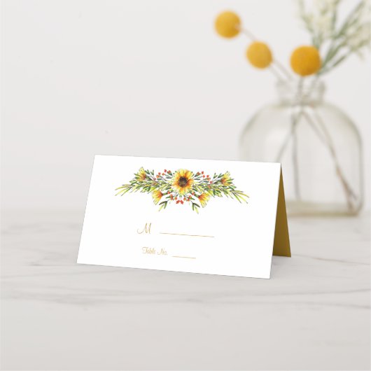 Decoratieve Zomer Bloemen Bruiloft Plaatskaartje (Voorkant)