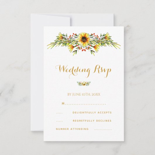 Decoratieve Zomer Bloemen Bruiloft RSVP Kaartje (Voorkant)