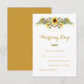 Decoratieve Zomer Bloemen Bruiloft RSVP Kaartje (Voorkant / Achterkant)