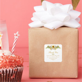 Decoratieve Zomer Bloemen Bruiloft Vierkante Sticker