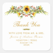 Decoratieve Zomer Bloemen Bruiloft Vierkante Sticker (Voorkant)