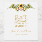 Decoratieve Zomer Bloemen Bruiloft Wijn Etiket (Enkel label)