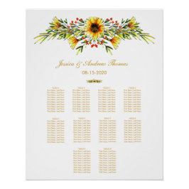 Decoratieve Zomer Bloemen Bruiloft Zitkaarten Perfect Poster